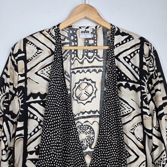 VTG Ala California Jacket Sz 1X Waterfall Open Front Abstract Polka Dot USA - Picture 2 of 9
